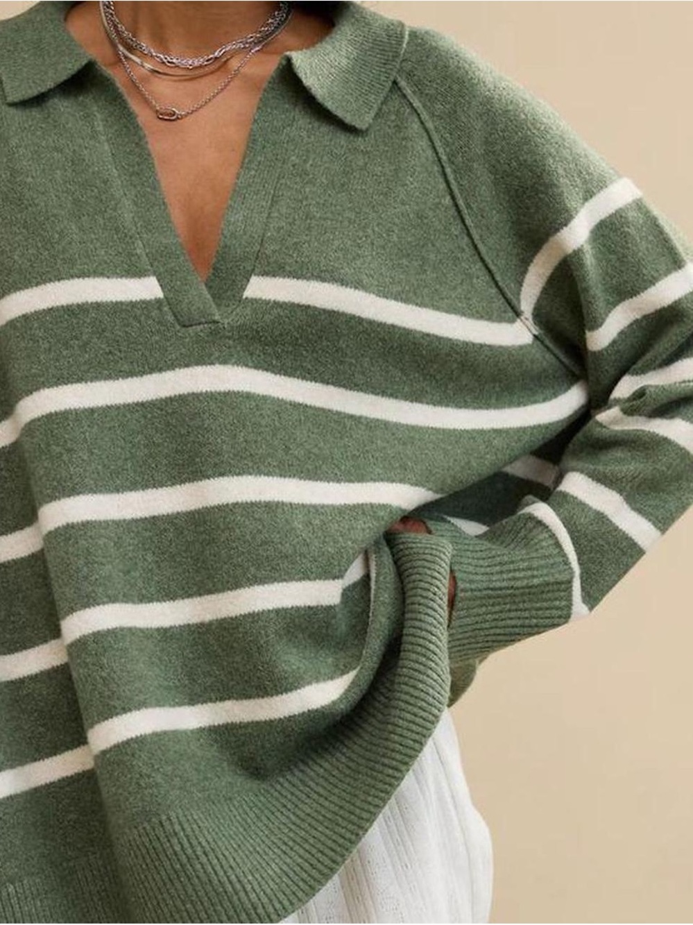 Aerie unREAL Polo Sweater in Olive Fun